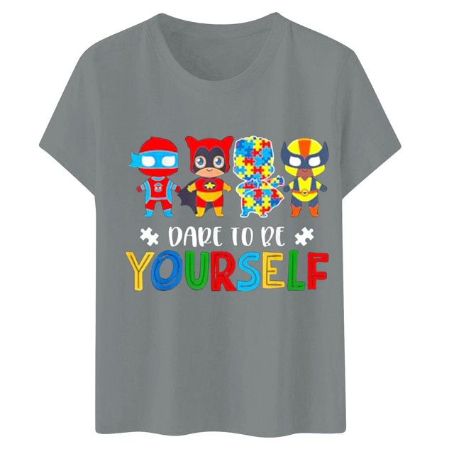 JAKANYQ T-Shirts pour Femmes Sensibilisation T-shirt Classique