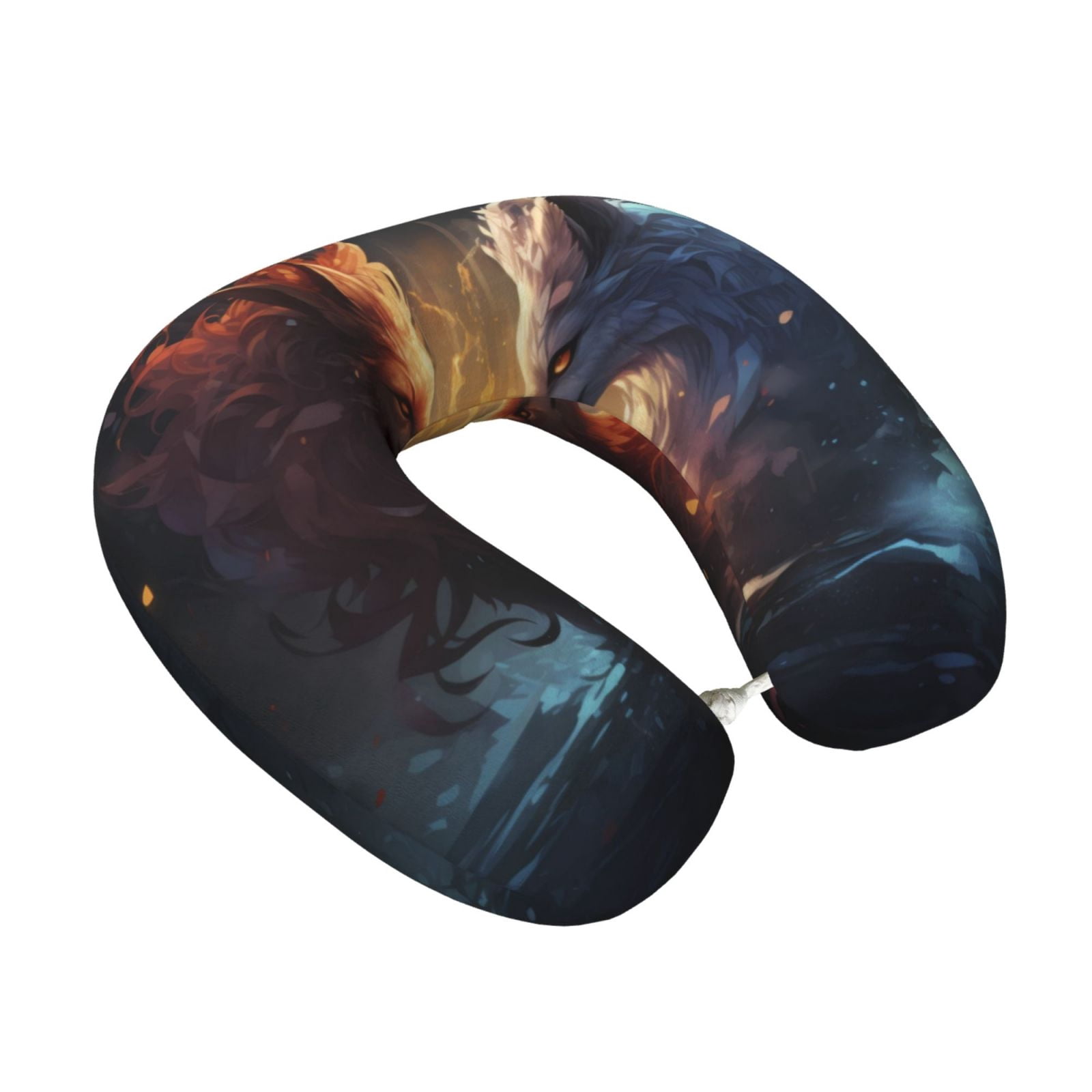 Xecao Red And White Flame Fox Print Memory Foam Cervical Neck Pillow Versatile U-Shaped Pillows for Home,Office,Camping,Travelling,Soft Washable Cover
