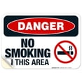 thumbnail image 1 of Danger No Smoking In This Area Sign, OSHA Danger Sign, 10x7 Vinyl Sticker, 1 of 1