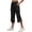 Black, variant on Womens High-Waist Straight-Leg Capri Pants with Curved Side-Slit Hem and Elastic-Waist, Elegant Style for smart casual events Blue XXXL