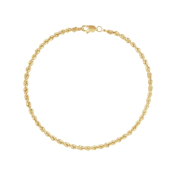 Brilliance Fine Jewelry 10K Yellow Gold 2.5mm Glitter Rope Bracelet,7.5"