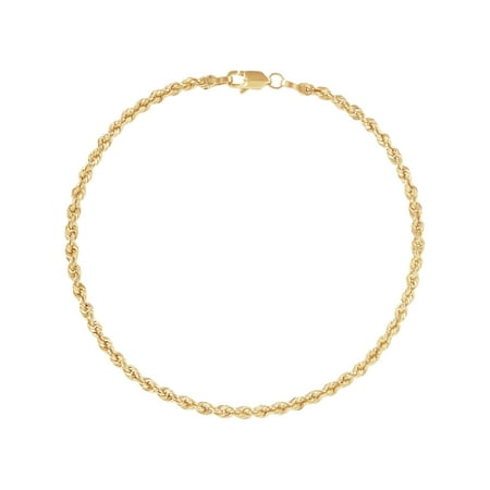 Brilliance Fine Jewelry 10K Yellow Gold 2.5mm Glitter Rope Bracelet,7.5"