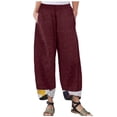 thumbnail image 1 of VEKDONE Womens Linen Long Pants Wine S, 1 of 3