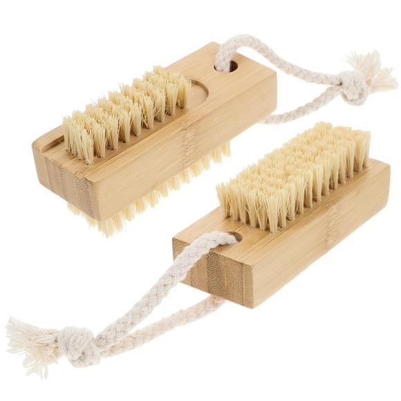 MOVTOTOP Bamboo Fingernail Brush for Cleaning Nails with Sisal Hemp Bristles Beige Color ergonomic design Lightweight and Portable 2pcs