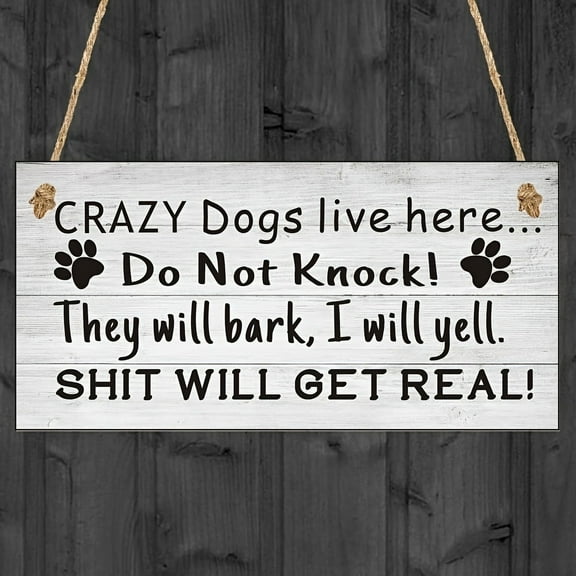 1PC "Dogs Here Do Not Knock" Wooden Plaque - Reminder Sign for Wall Hanging Home Room Decor (7.9 x 3.9 Inches)