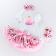 thumbnail image 5 of Rhuody Tenue Fille Manches Courtes Col Rond Adorable Robe de Fête pour Bébé Barboteuse avec Jupe Tutu pour Célébration d'Anniversaire et Photos de Vacances Vêtements Mode 3-6 Mois Blanc1, 5 of 5