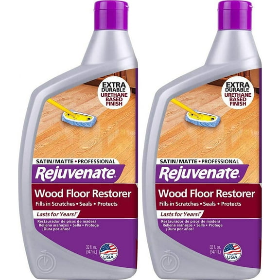 Rejuvenate Floor Restorer Satin/Matte Finish - Professional Wood Polish - 2 Pack, 32 oz