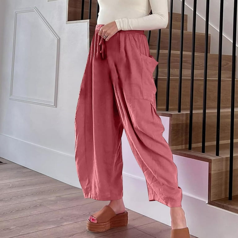 SELONE Pink Women's Wide Leg Pants Trousers Plus Size Lounge Pants