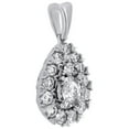thumbnail image 2 of 14K White Gold Diamond Double Teardrop Halo Pendant Mircale Set Charm 0.90" 1 CT, 2 of 6