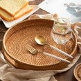 thumbnail image 1 of Rattan Storage Tray Hand Woven Picnic Basket Bread Fruit Snacks Food Storage Baskets Display Desktop Serving Tray With Handle, 1 of 6