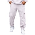 thumbnail image 3 of Basysin Men Jogger Cargo Pants Elastic Drawstring Waist With Pockets Trousers Solid Color Lounge Walking Jogging Outdoor Casual Workout Home, 3 of 6