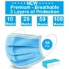 Disposable Face Mask - 50 Pack - Disposable Face Masks, 3-ply Elastic Ear Loop Filter Mask