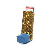 Carbon Fiber Skin Compatible With Ventolin HFA Asthma Inhaler Sticker Design Design Gold Dazzle