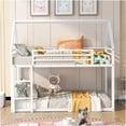 thumbnail image 2 of White Metal Twin over Twin Bunk Bed with Ladder, Space Saving Design for Compact Rooms, Sturdy Frame & High Safety Guardrail, 2 of 10