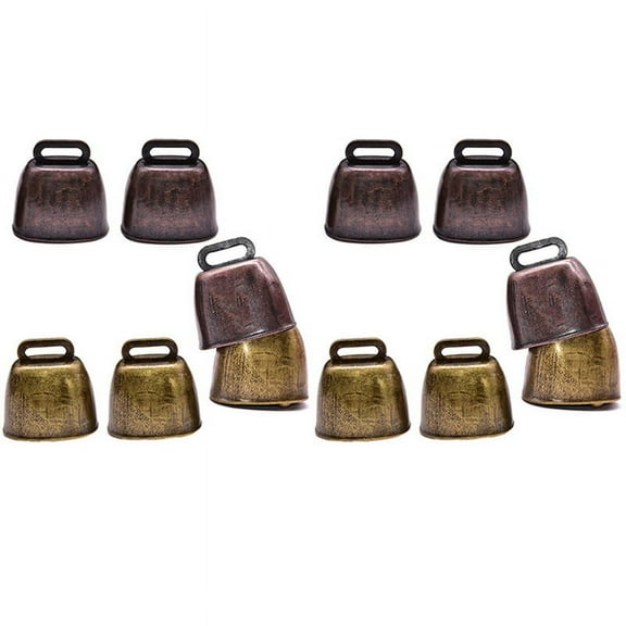 12 Pcs Metal Cow , Cowbell Retro for Horse Sheep Grazing Copper, Cow Bells Noise Makers