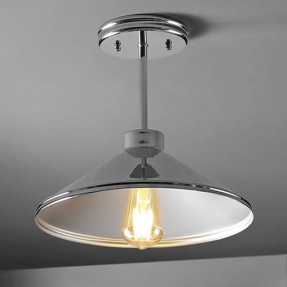 JONATHAN Y Cisco 11.75" Iron Modern Farmhouse LED Semi Flush Mount, Chrome, JYL9532B