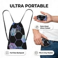 thumbnail image 4 of Geometric Hexagon Modern Black Blue Packable Drawstring Backpack, Lightweight Foldable Cinch Storage Bag for Gym Travel Shopping, 4 of 6