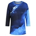 thumbnail image 3 of WISEFIN Women's Ombre Tie-Dye Print 3/4 Sleeve Casual T-Shirt Blouse Tops, 3 of 4