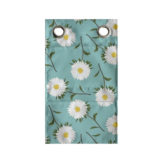 Floral Hanging Pocket Organizer, Blooming Aster Flowers and Leaves on Branches, Printed Polyester Storage Bag with Pockets, 9" x 16", Seafoam Marigold White