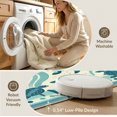 thumbnail image 5 of ODIKA 9'x12' Washable Area Rug Low Pile, Flatwoven, Nautical Turtle Ocean Waves Entry Themed Teal Beachy Bathroom for Great Room, Indoor Concept, Large Living, 5 of 7