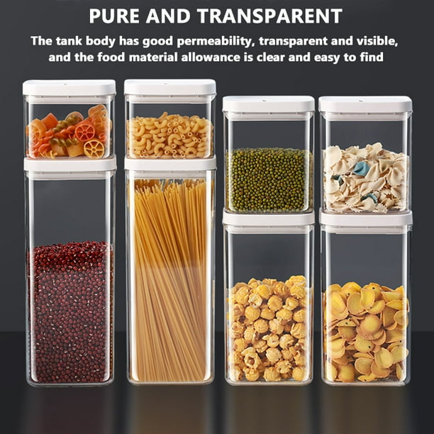 Boîte de rangement hermétique en plastique pour récipient alimentaire avec  couvercle, pot d'assaisonnement pour céréales, farine scellée 
