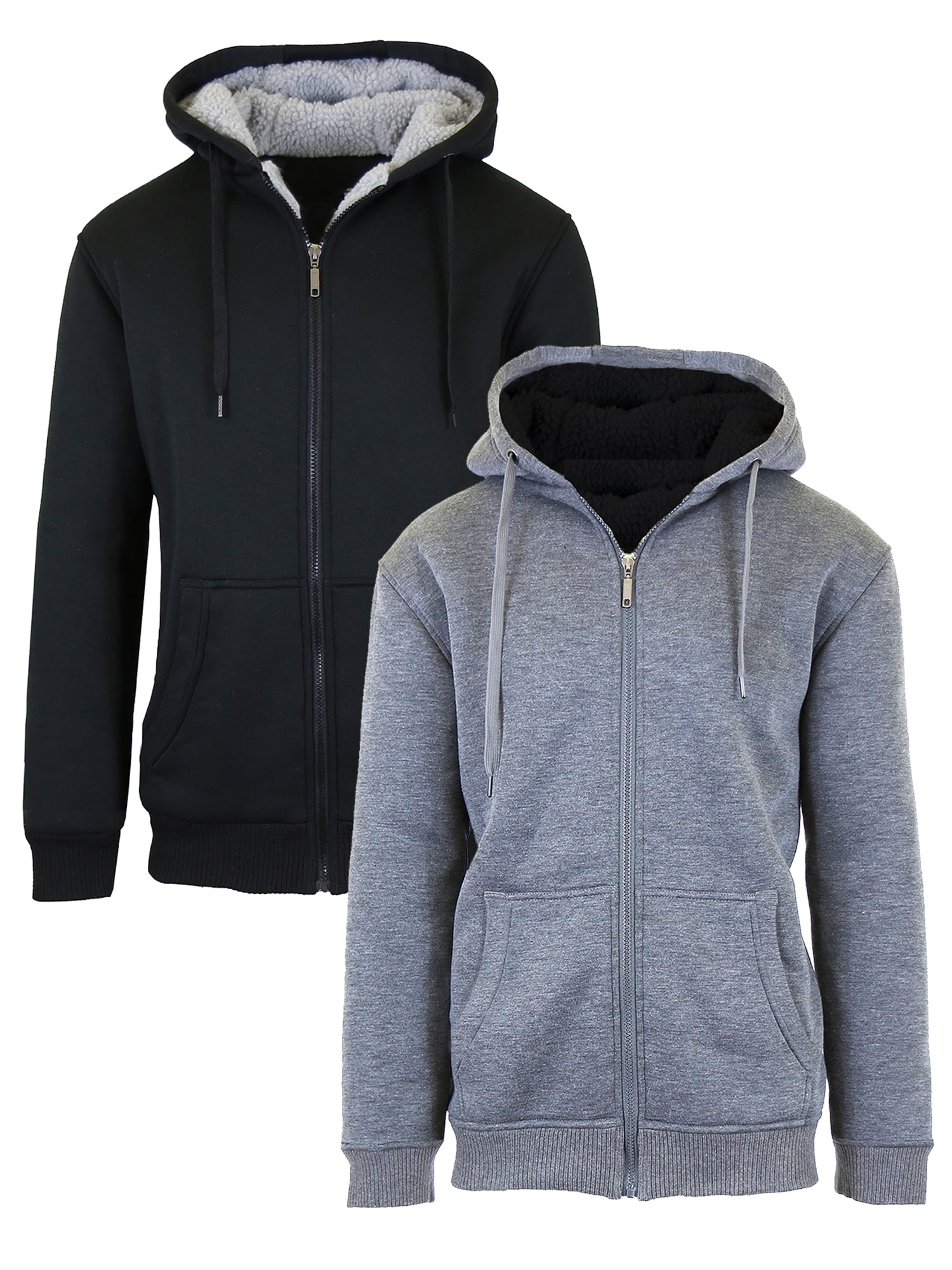 GBH - Men's Sherpa-Lined Zip-Up Fleece Hoodies (2-Pack) - Walmart.com ...