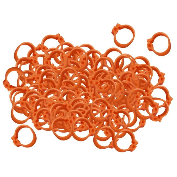 100 piezas de aluminio y plástico para identificación de aves de corral, anillos para palomas naranja