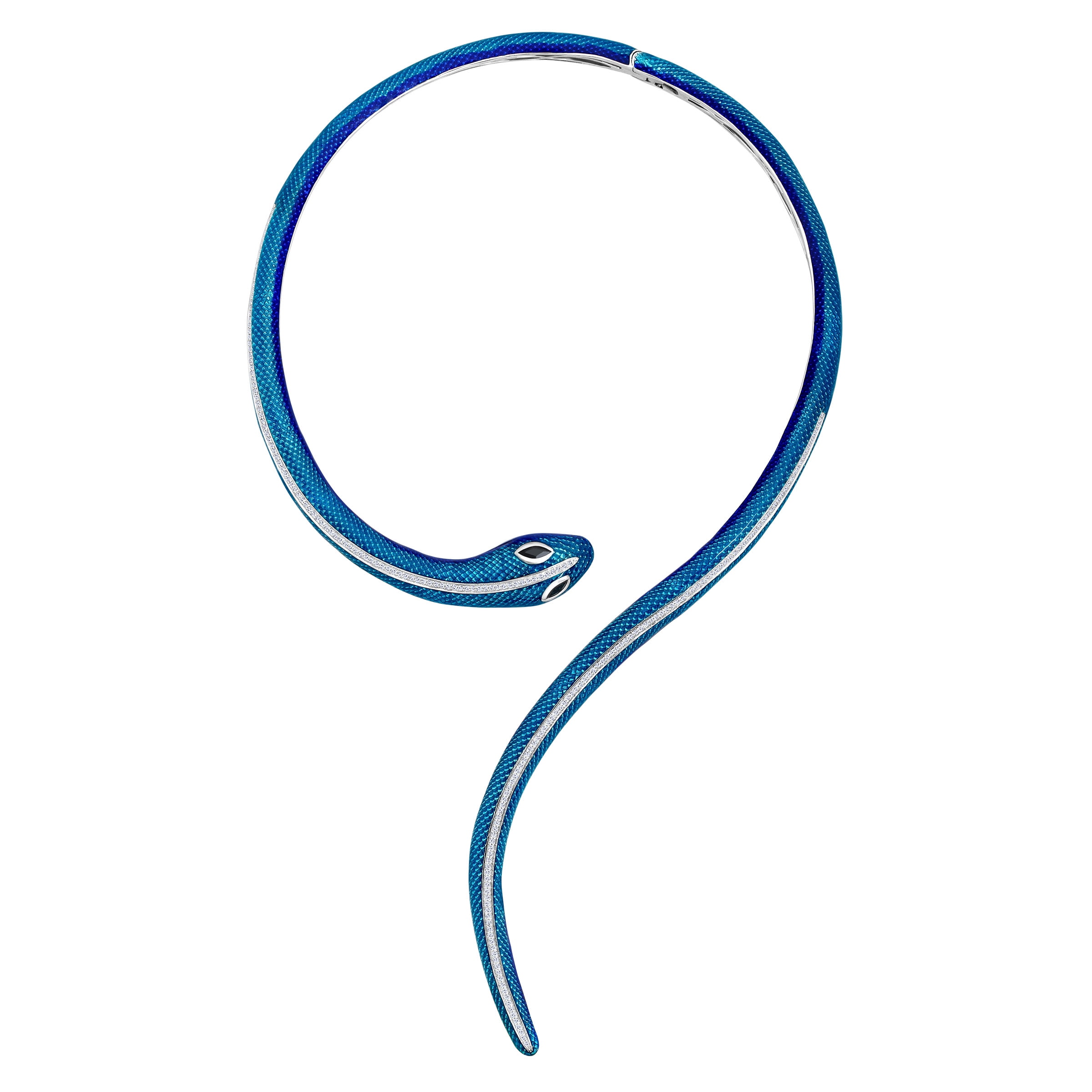 3 ct Natural White Topaz Snake Choker Necklace in Sterling Silver by Richline Group