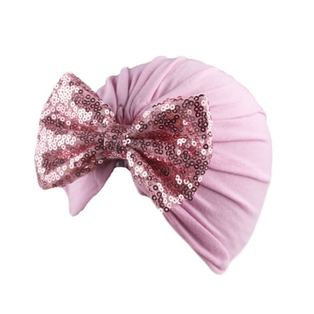 breaise Newborn Baby Hat Cap Beanie Paillette Bow Headband Accessories