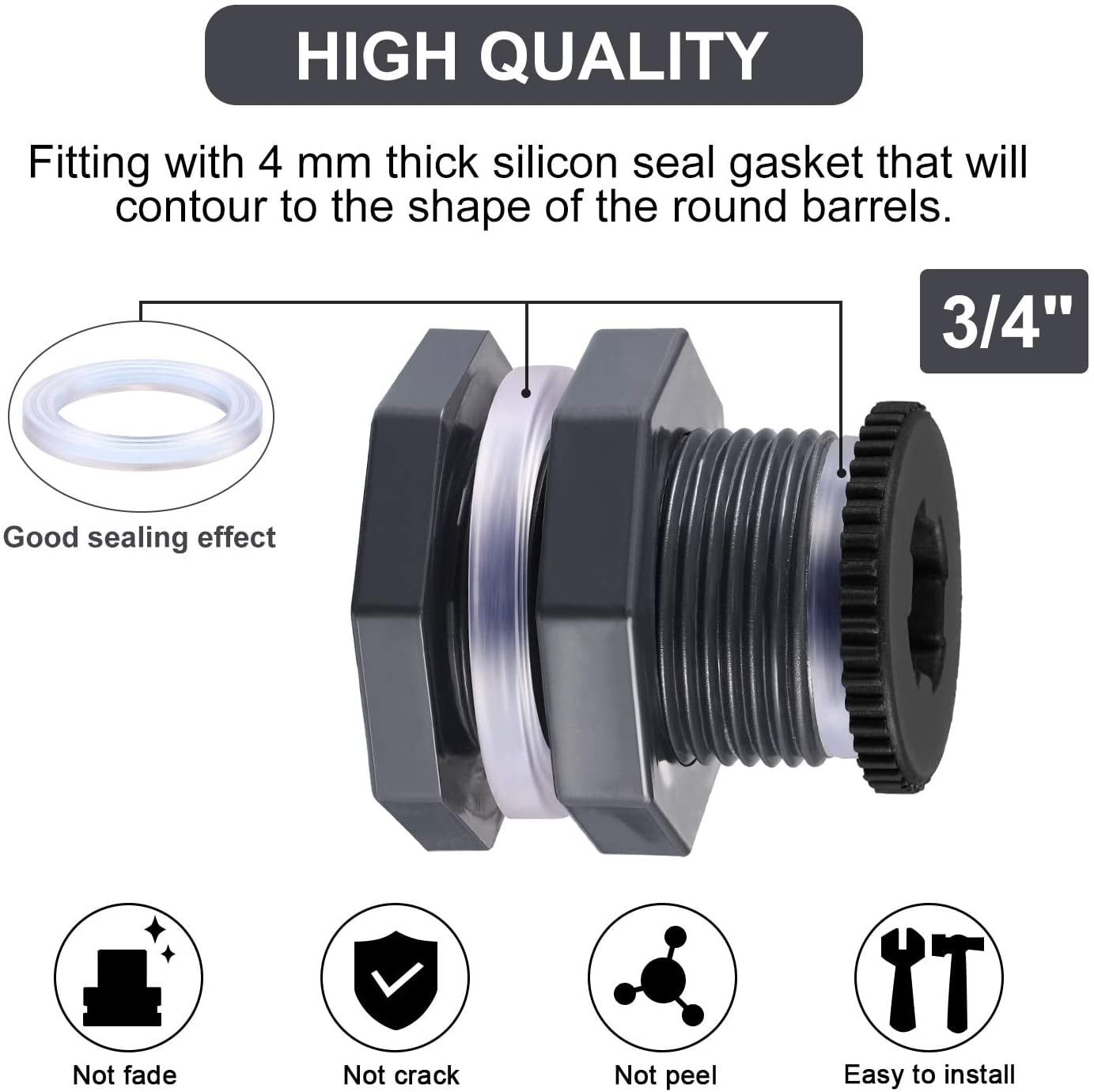 Water tanks and Aquariums. 3X.PVC 3/4" Bulkhead Fitting Adpaters Rain Barrels 