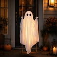 thumbnail image 6 of Luckky 6 FT Large Hanging Swing Ghost Halloween Outdoor Decoration,Spooky Cute Hanging Ghost Ornament,Holiday Decor for Front Porch,Yard,Garden Tree & Halloween Party（with Light&Remote control）, 6 of 7