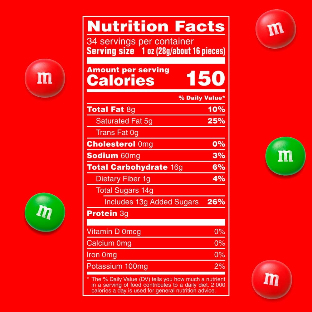 M&M'S Peanut Butter Milk Chocolate Christmas Candy, Party Size, 34 oz Resealable Bulk Candy Bag