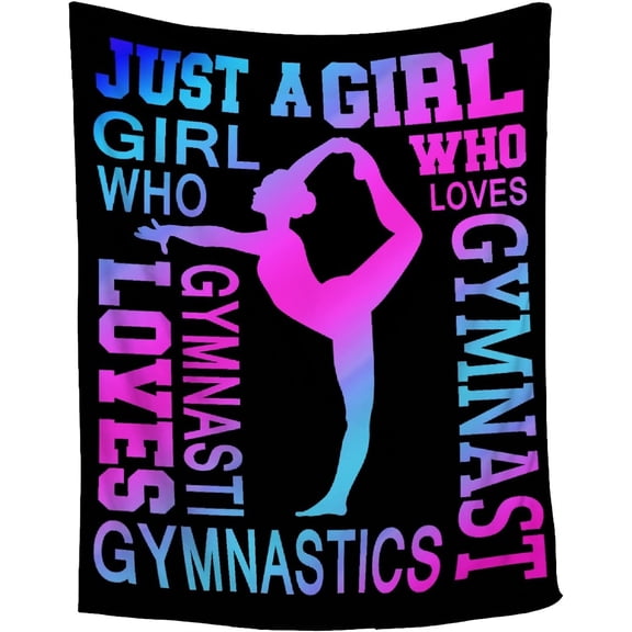 FUNBIRD Gymnastics Blanket Gymnastics Gifts for Girls Just A Girl Who Loves Gymnastics Blanket 40"x50" Gymnastic Gift Ideas for Daughters Kids Gymnastics Home Decor for Sport Lover