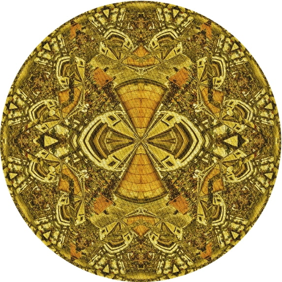 Ahgly Company Indoor Round Patterned Bee Yellow Area Rugs, 8' Round