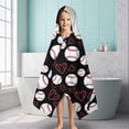 thumbnail image 6 of Black Baseballs and Hearts Pattern Hooded Bath Towel，60"x35" for Ages 3 To 12 Kids, Quick Dry Lightweight Soft Microfiber Hood Beach Towel Cover Up for Kids, 6 of 7