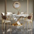 thumbnail image 2 of Stainless Steel Round Table With 360&deg;Rotating Smooth Turntable Designer Rock Slab Kitchen Table Chair Esstisch Dining Furniture My Lux Decor Round, 2 of 11