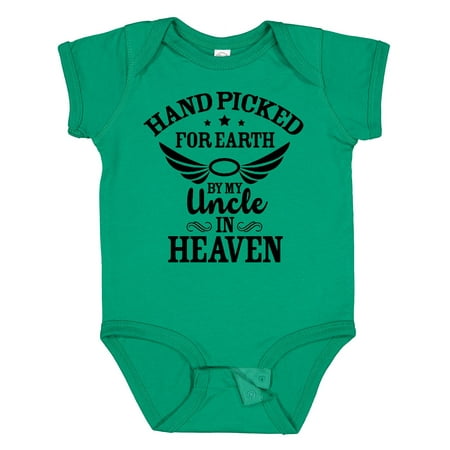 

Inktastic Handpicked for Earth by My Uncle in Heaven with Angel Wings Gift Baby Boy or Baby Girl Bodysuit