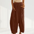 thumbnail image 2 of Pantalones holgados de mujer Pantalones casuales sueltos Pantalones de playa bohemios plisados ​​de color sólido simple FLhrweasw Nuevo, 2 of 7