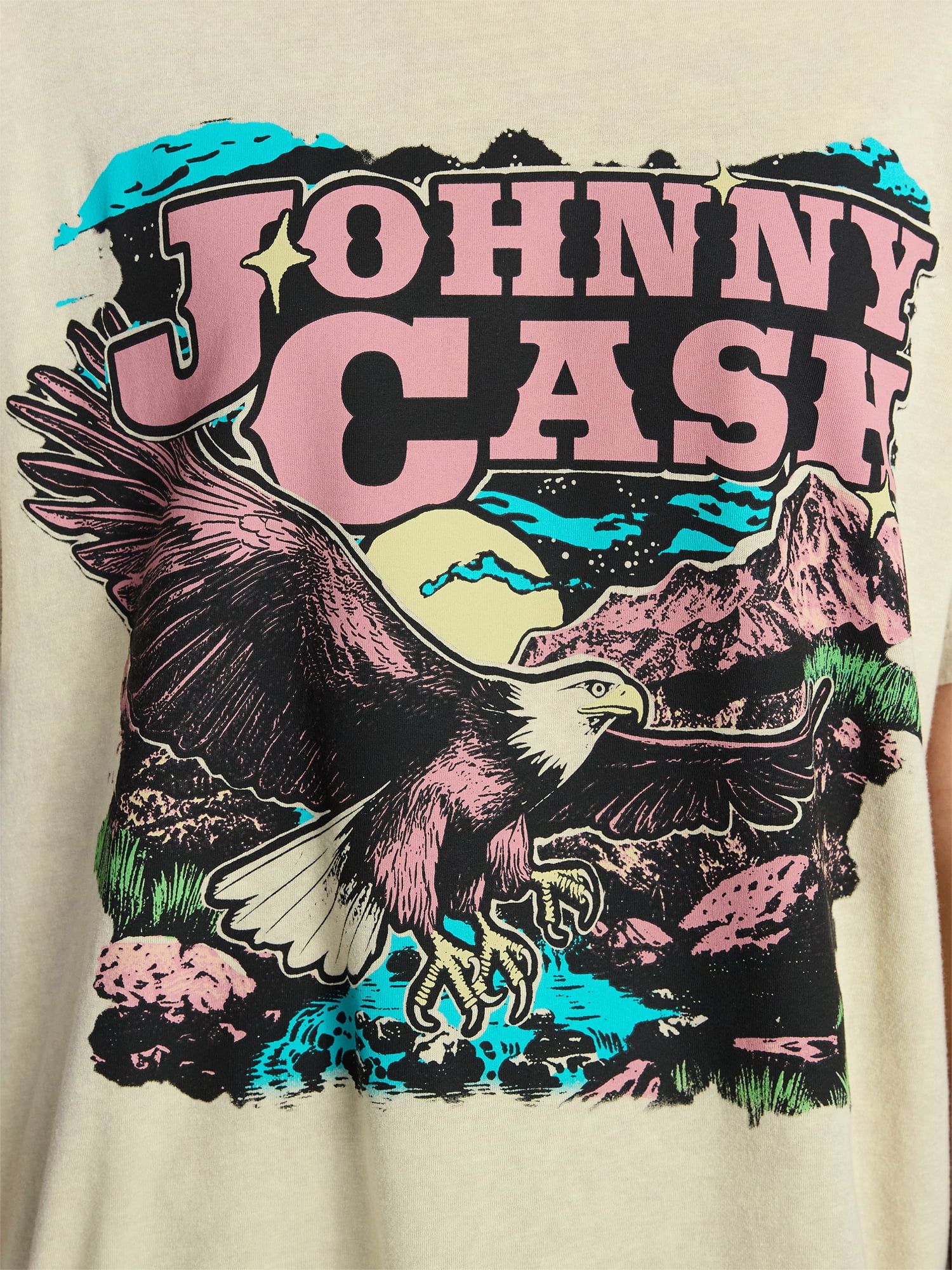 Johnny Cash Women's Graphic Print Tour Tee with Short Sleeves, Sizes XXS-XXL