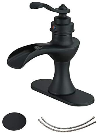 Black Two Handle Lavatory Bathroom Sink Faucet With Pop-Up Drain Lead Free 