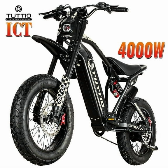 TUTTIO ICT Electric Dirt Bike for Adults Teen, 4000W Full Suspension Motorcycle, 60V 25AH, Max 49 MPH, 7-Speed Ebike