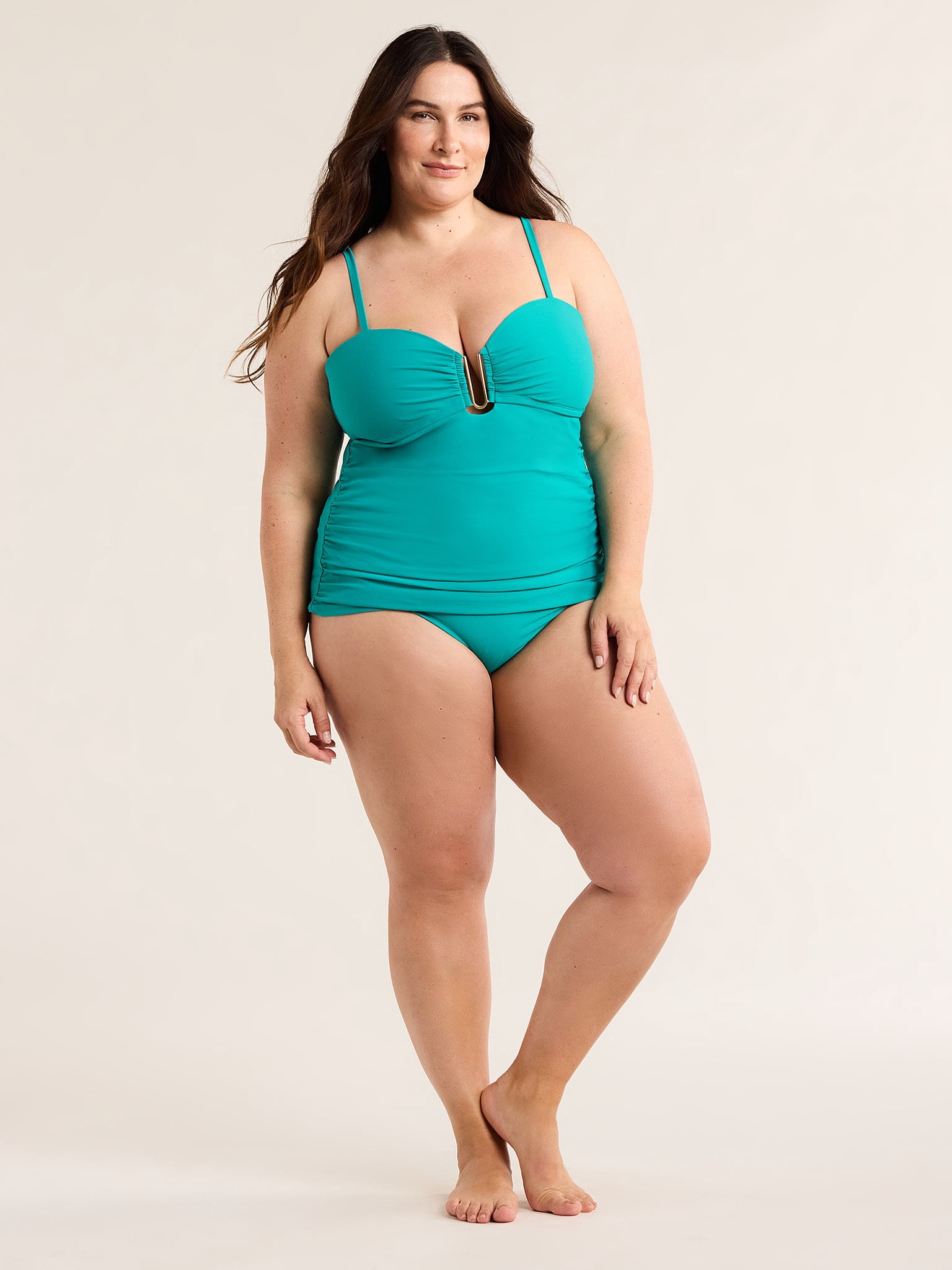 Time and Tru Women's and Women's Plus Ruched Slimming Bikini Bottoms, Sizes S-3X
