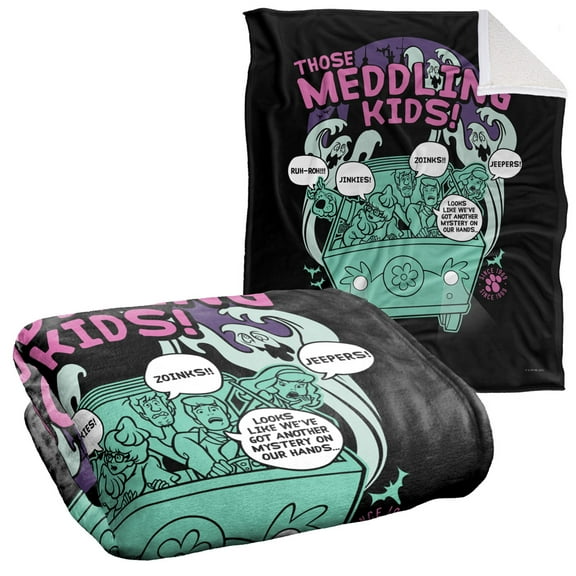 Scooby-Doo Blanket, 50"x60", Meddling Since 1969 Silky Touch Sherpa Back Super Soft Throw Blanket