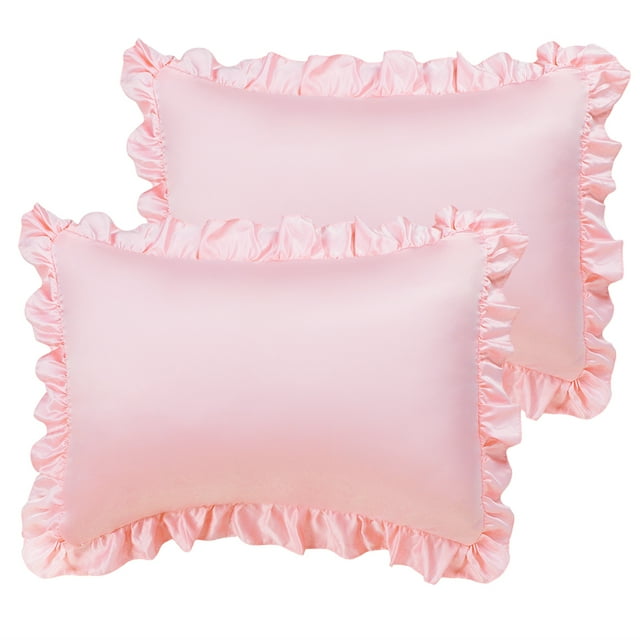 Unique Bargains Satin Pillowcase Ruffled Pillow Shams Silky Sateen Pillow Cases Covers