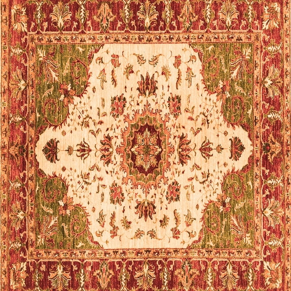 Ahgly Company Indoor Square Oriental Orange Modern Area Rugs, 4' Square