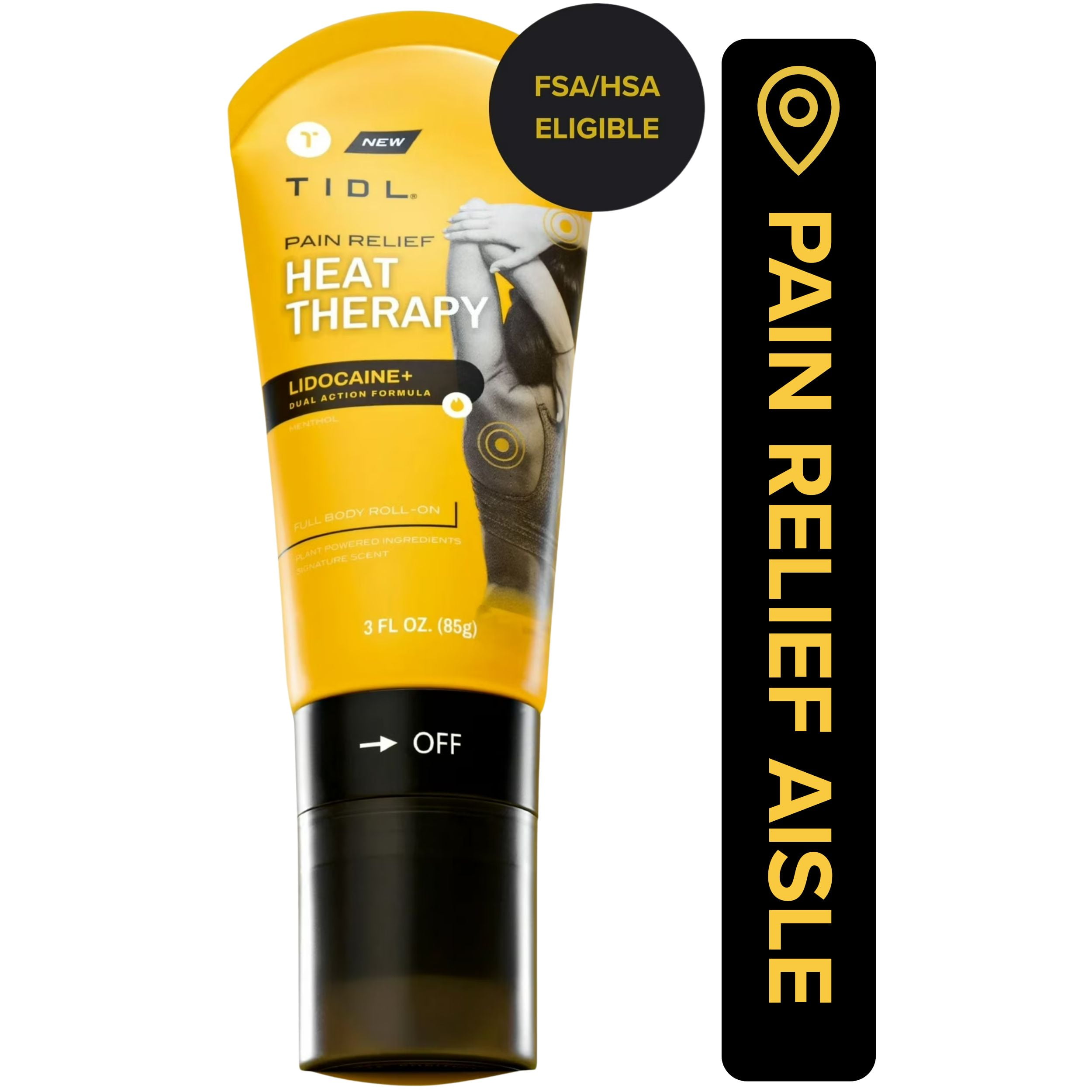 TIDL Heat Therapy Lidocaine Menthol Topical Pain Relief Gel Roll