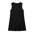 thumbnail image 5 of Uscallm Women's Casual Mini Knit Dress Solid Round Neck Sleeveless Button Down Lightweight Summer Holiday Party Beach Dresses, Black XL, 5 of 5