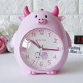 thumbnail image 2 of Kids Alarm Clock, Cute Cartoon Cow Night Light, Bedroom Desk Clock, Gift (Pink), 2 of 4