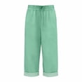 thumbnail image 4 of XEGLSBU Girls High Waist Striped Culottes Casual Summer Pants with Pockets Comfortable Straight Leg Trousers for Kids (Mint Green Size 11-12 Years), 4 of 4