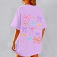 thumbnail image 2 of DHFJKG Short Sleeve Shirts For Women Oversized Bow Print Graphic Tee Crewneck Vintage Tshirts Casual Baggy Streetwear Trendy Tops, 2 of 8